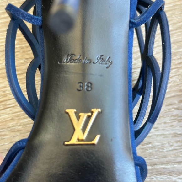 Louis Vuitton caged blue suede Stilletos . Never worn. Rare. - Picture 5 of 6